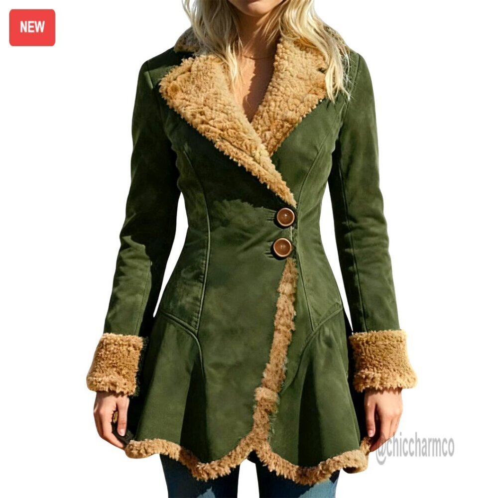 Slim-Fit Faux Leather Sherpa Lined Jacket Winter Coat Women's Size XS-XXL